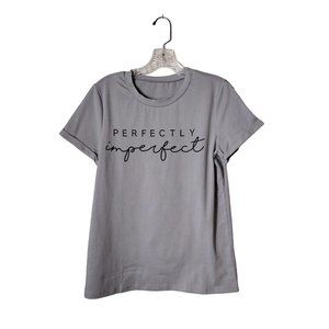 Womens Top Small Gray Perfectly Imperfect Short Sleeve Unbranded